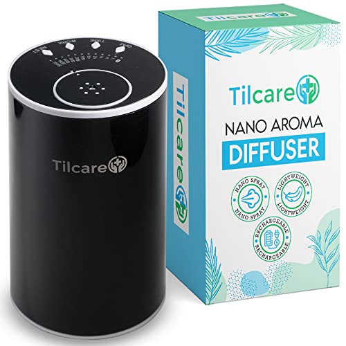Wasserloser Nano Diffusor für ätherische Öle kabellos für die Aromatherapie – Aroma Diffuser & wiederaufladbar, Duft-Diffusor für Raum- & Autoer, moderner Diffusor für Zuhause & unterwegs von Tilcare