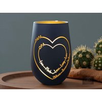 Windlicht Glas Personalisiert, 2 Herzen Mit Papa & Kindernamen, Geschenk Vatertag Und Familie, Personalisiertea Graviert von TildaTeufel