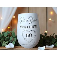 Windlicht Goldene Hochzeit Personalisiert, Geschenk Goldhochzeit, Geschenk, Teelichthalter 50, Tischdeko von TildaTeufel