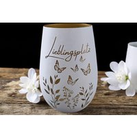 Windlicht Lieblingsplatz, Graviertes Windlicht, Mit Gravur, Geschenk Zum Einzug, Für Freunde, Glas von TildaTeufel