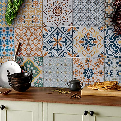 24 stück Fliesenaufkleber für Küche und Bad | verschiedene Mosaik wandfliesen aufkleber für 10x10cm Fliesen Deko-Fliesenfolie für Küche u. Bad von Tile Style Decals