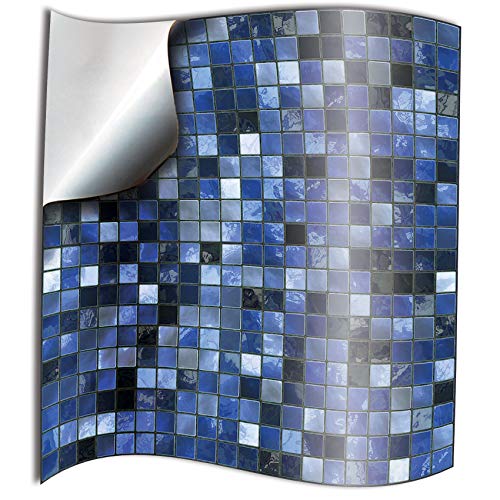 24 stück Fliesenaufkleber für Küche und Bad Blau Mosaik Wandfliese Aufkleber für 15x15cm Fliesen Deko Fliesenfolie für Küche u. Bad (15cm 24 stück, Blau) von Tile Style Decals