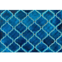 Keramik Mosaikfliesen Für Küchenrückwand Oder Badezimmerwand - Handgefertigte Arabeskenform in Azurblauer Farbe 1 M2 von Tileme