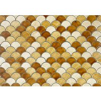 Keramikfliesen Für Die Badezimmerwand Oder Küchenrückwand - Handgefertigte Fischschuppenform in Der Farbkombination "Bernstein" 1 M2" von Tileme