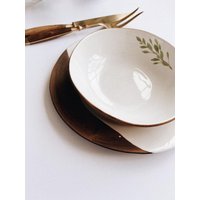 Rustikale Keramikgeschirr Handgemachte Schale Mit Baumzweig - Weiße Handbemalte Steingutschale Von Julia Pilipchatina, Studio Tiletiletesto von Tiletiletesto