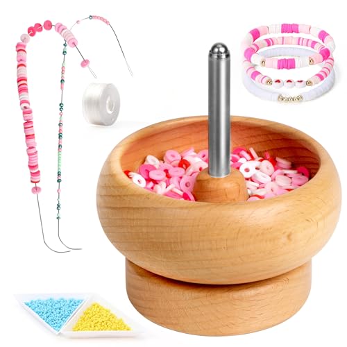 Tilhumt Perlen-Spinner-Set zur Schmuckherstellung - Rotierendes Set Mit Tabletts, Schaufel und 2 Nadeln Mit Großem Auge für Rocailleon-Perlen von Tilhumt