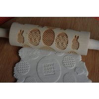 Mini Laser Gravierte Nudelholz Mit Happy Easter1 von TiliaRollingPins