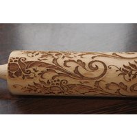 Mini-Laser Gravierter Teigroller Mit Blumenmotiven-2 von TiliaRollingPins