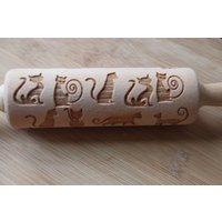 Mini Laser Gravierter Teigroller Mit Katzen6 von TiliaRollingPins