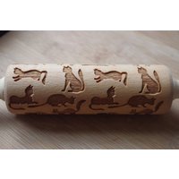 Mini Laser Gravierter Teigroller Mit Katzen7 von TiliaRollingPins