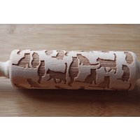 Mini Laser Graviertes Nudelholz Mit Katzen 3 von TiliaRollingPins