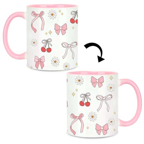 Tillfuru Becher mit rosa Griff, Kirschschleifen, Geschenke für Frauen, Kaffeetassen, Geschenke für Kirschliebhaber, niedliche Schleifen, Tassen für Frauen, Geburtstagsgeschenke für Kirschliebhaber, Tillfuru Becher mit rosa Griff, Kirschschleifen, Geschenke für Frauen, Kaffeetassen, Geschenke für Kirschliebhaber, niedliche Schleifen, Tassen für Frauen, Geburtstagsgeschenke für Kirschliebhaber, von Tillfuru