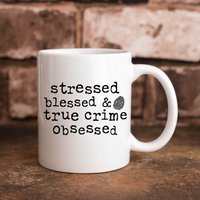 Gestresst Blessed True Crime Obsessed Funny 11 Oz. Kaffeetasse von TillieAnnsTreasures
