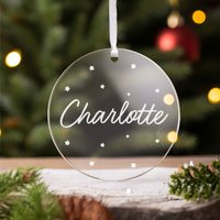 Benutzerdefinierter Name Weihnachtsacrylverzierung, Baumkugel-Feiertagsgeschenk Gravierte Sterne, Personalisierte Geschenkidee Benutzerdefinierter Name Weihnachtsacrylverzierung, Baumkugel-Feiertagsgeschenk Gravierte Sterne, Personalisierte Geschenkidee von TilloStudioShop