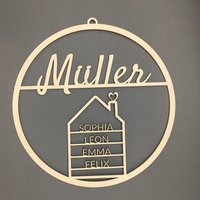 Türschild Mit Familienname Und Vornamen, Personalisiertes Holzschild Für Die Familie, Individuelle Türdekoration, Namensschild Aus Holz von Tillswerkstatt