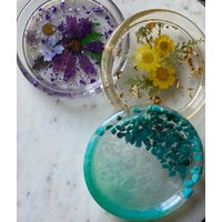 Echte Blume | Halbedelstein Verzierter Teller Großer Untersetzer Kerzenhalter Seifenschale Schmuckschale Blumendekor Schale von TillyTalleysGallery