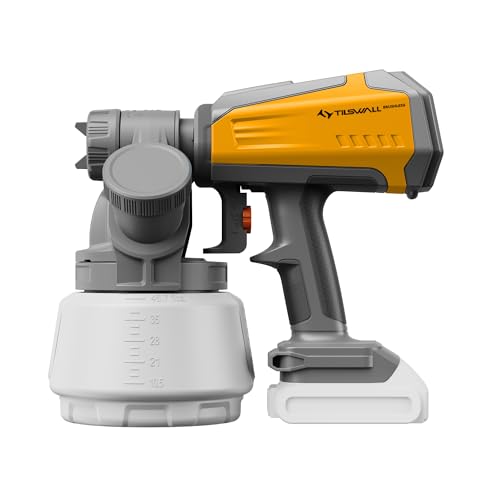Tilswall Akku-Farbspritzgerät, elektrische Farbspritzpistole mit bürstenlosem Motor für Zäune, Wände und Schuppen (Batterie Nicht im Lieferumfang enthalten) von Tilswall