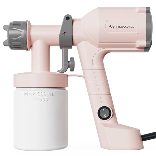 Tilswall HVLP Farbsprühsystem, Ultra-leichte Elektrische Farbsprühgerät mit 600ml Farbbehälter, 2 Düsen & 3 Sprühmustern - Ideales Farbspritzpistole für Möbel, Schränke, Zäune, Wände, Türen, Fuchsie Tilswall HVLP Farbsprühsystem, Ultra-leichte Elektrische Farbsprühgerät mit 600ml Farbbehälter, 2 Düsen & 3 Sprühmustern - Ideales Farbspritzpistole für Möbel, Schränke, Zäune, Wände, Türen, Fuchsie von Tilswall