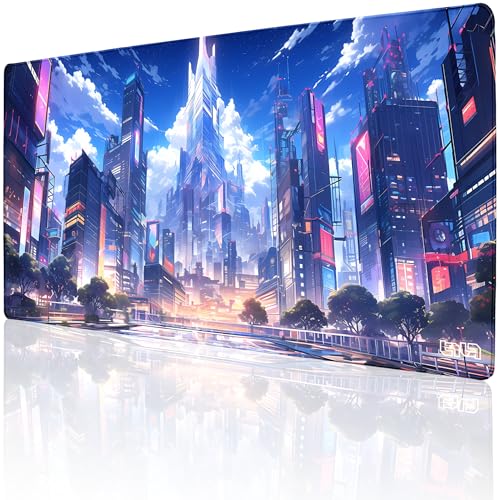 Tilt Schreibtischunterlage 100x50 cm Gaming Mauspad XXL | Rutschfester Mousepad Groß für Schreibtisch und PC Gadgets | Wasserdichter Desk Mat (Futuristic Tokyo) von Tilt