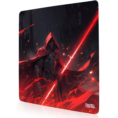 Tilt Schreibtischunterlage 50x50 cm Gaming Mauspad XXL | Rutschfester Mousepad Groß für Schreibtisch und PC Gadgets | Wasserdichter Desk Mat (Red Luminous Blade) von Tilt