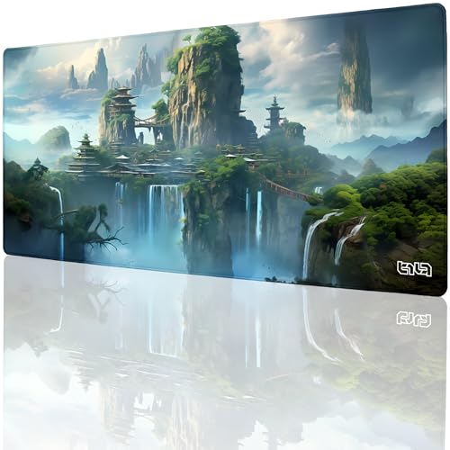 Tilt Schreibtischunterlage 90x40 cm Gaming Mauspad XXL | Rutschfester Mousepad Groß für Schreibtisch und PC Gadgets | Wasserdichter Desk Mat (Flying Island) von Tilt