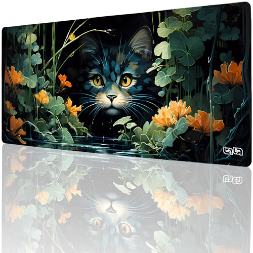 Tilt Schreibtischunterlage 90x40 cm Gaming Mauspad XXL | Rutschfester Mousepad Groß für Schreibtisch und PC Gadgets | Wasserdichter Desk Mat (Hidden Cat) von Tilt