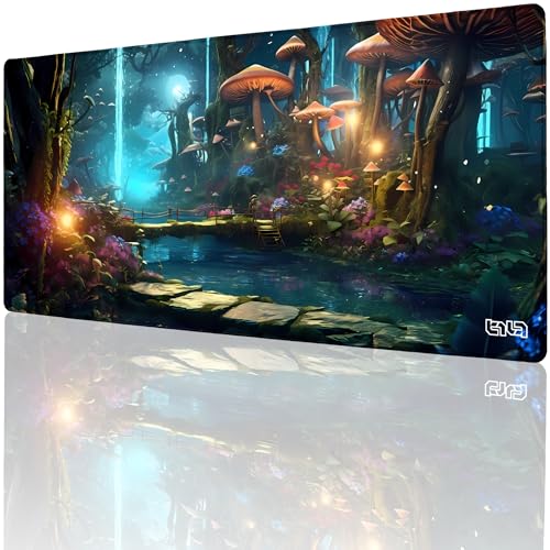 Tilt Schreibtischunterlage 90x40 cm Gaming Mauspad XXL | Rutschfester Mousepad Groß für Schreibtisch und PC Gadgets | Wasserdichter Desk Mat (Mysterious Forest) von Tilt