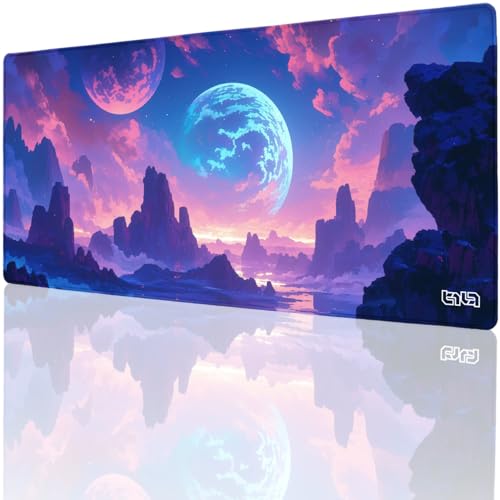 Tilt Schreibtischunterlage 90x40 cm Gaming Mauspad XXL | Rutschfester Mousepad Groß für Schreibtisch und PC Gadgets | Wasserdichter Desk Mat (Neon Planet) von Tilt