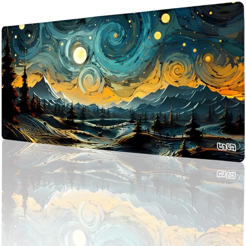 Tilt Schreibtischunterlage 90x40 cm Gaming Mauspad XXL | Rutschfester Mousepad Groß für Schreibtisch und PC Gadgets | Wasserdichter Desk Mat (Night Star Swirls) von Tilt