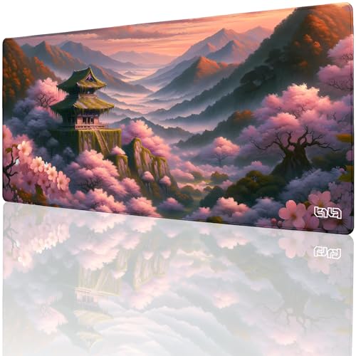 Tilt Schreibtischunterlage 90x40 cm Gaming Mauspad XXL | Rutschfester Mousepad Groß für Schreibtisch und PC Gadgets | Wasserdichter Desk Mat (Old Japanese Temple) von Tilt