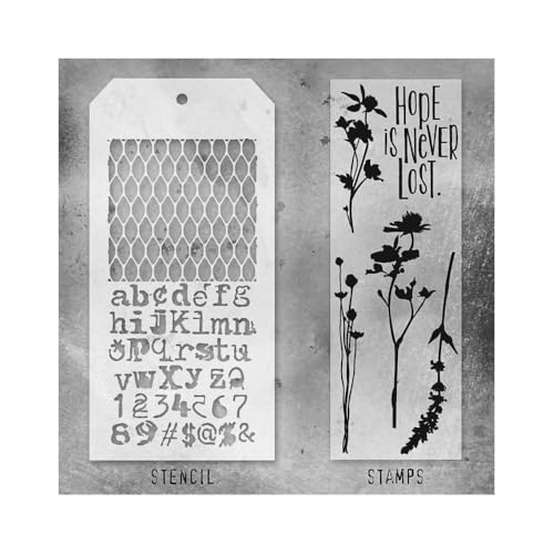 Stamper's Anonymous Tim Holtz Mesh Alphabet Blumen Hope is Never Lost Mixed Media Stempel und Schablonen-Set THMM121 Stamper's Anonymous Tim Holtz Mesh Alphabet Blumen Hope is Never Lost Mixed Media Stempel und Schablonen-Set THMM121 von Tim Holtz Collection
