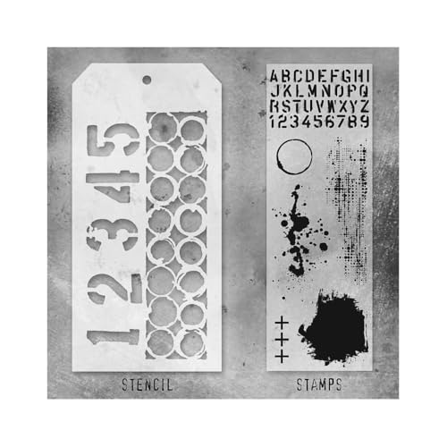 Stamper's Anonymous Tim Holtz Zahlen, Alphabet, Texturen, gemischte Medien, Stempel und Schablonen-Set THMM122 Stamper's Anonymous Tim Holtz Zahlen, Alphabet, Texturen, gemischte Medien, Stempel und Schablonen-Set THMM122 von Tim Holtz Collection