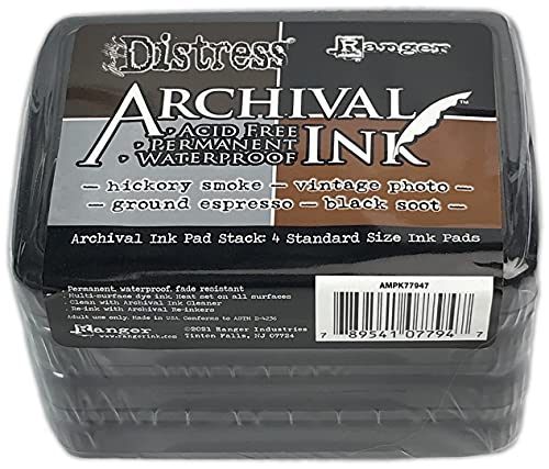 Tim Holtz Distress Archival Ink Pad Stack-Basics -MPK77947 von Ranger