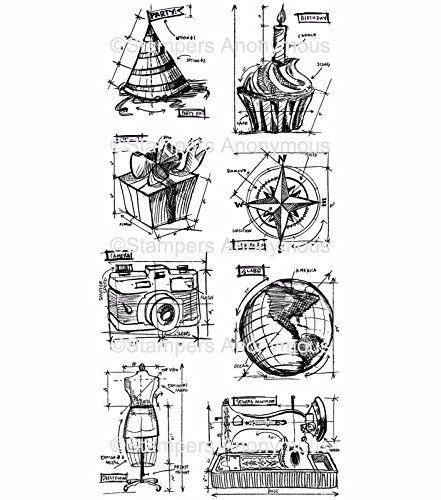 TIM HOLTZ STAMPER ANONYMOUS CLING STAMPS- THJ001 BLUEPRINT ASSORTMENT by Tim Holtz TIM HOLTZ STAMPER ANONYMOUS CLING STAMPS- THJ001 BLUEPRINT ASSORTMENT by Tim Holtz von Tim Holtz