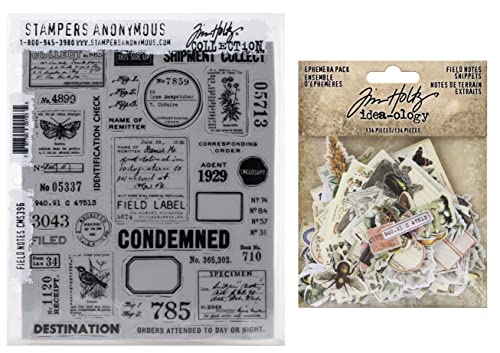 Tim Holtz Field Notes Haftstempel-Set und Tim Holtz idea-Ology Field Notes Snippets 134-teiliges Ephemera-Set Tim Holtz Field Notes Haftstempel-Set und Tim Holtz idea-Ology Field Notes Snippets 134-teiliges Ephemera-Set von Tim Holtz