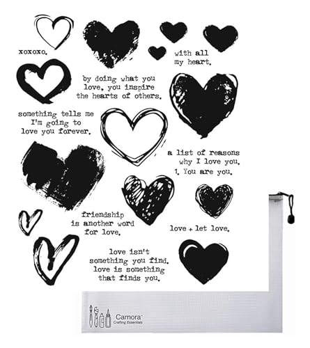 Tim Holtz Love Notes CMS477 Haftstempel + Carnora Netz-Aufbewahrungstasche von Tim Holtz