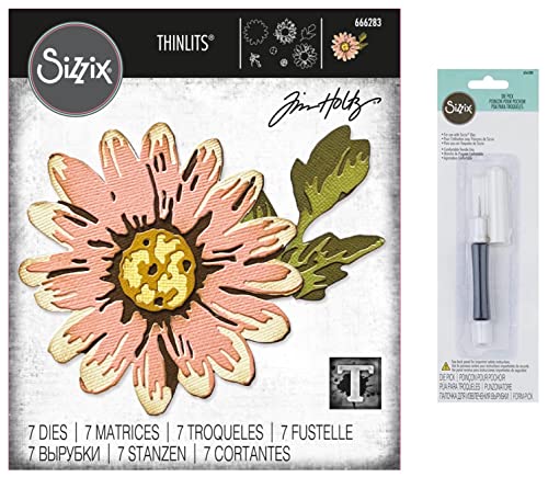 Tim Holtz Sizzix 2023 Everyday Collection Blossom Thinlits Stanzformen-Set, 7 Stanzformen plus 1 Sizzix Stanzform (666283 656380) von Tim Holtz