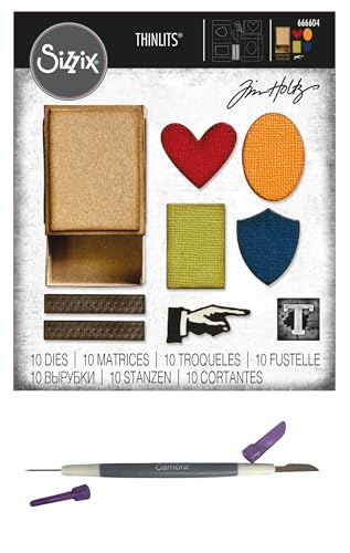 Tim Holtz Sizzix Thinlits Vault Streichholzschachtel, 10 Stanzformen, Carnora zweiendige Stanzschablone, 2 Stück von Tim Holtz