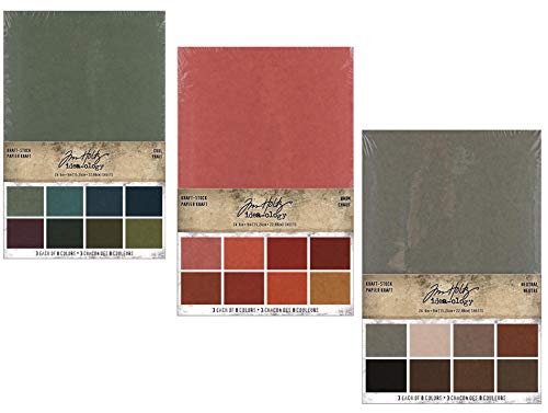 Tim Holtz idea-Ology Kraftpapier, 3 Packungen, kühle, warme und neutrale Farben, 72 Blatt, 24 Farben von Tim Holtz