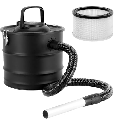 Tim Home Aschesauger 1200 Watt 20 Liter Auffangbehälter Kaminsauger mit HEPA-Filter Metallschlauch Aluminiumaufsatz Trockensauger Feinstaubsauger von Tim Home