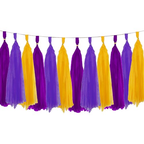Lila und Gelb Quaste Girlande Papier Seidenquasten Girlande für Party Dekorationen 15 Stück Lila und Gelb Quaste Girlande Papier Seidenquasten Girlande für Party Dekorationen 15 Stück von Tim&Lin