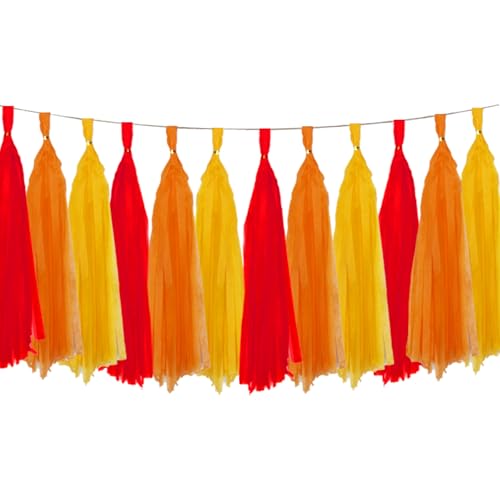 Orange und Gelb und Rot Quaste Girlande Papier Seidenquasten Girlande für Party Dekorationen, 15 Stück Orange und Gelb und Rot Quaste Girlande Papier Seidenquasten Girlande für Party Dekorationen, 15 Stück von Tim&Lin