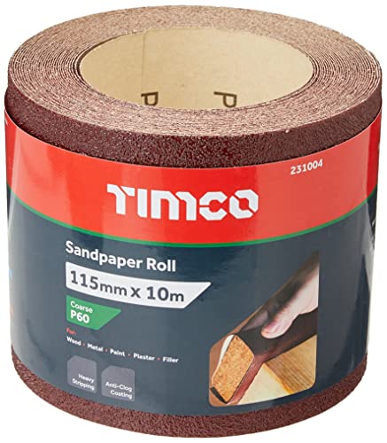 TIMCO 231004 Schleifpapier-Rolle, Körnung 60, 115 mm x 10 m, Rot von TimCo
