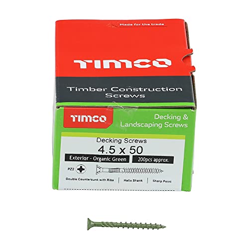 TIMCO Classic Terrassenschrauben, 4,5 x 50, für den Außenbereich, Grün, 200 Stück von TimCo