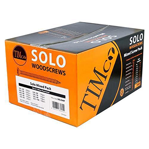 Timco solomp gemischt Pack passiviert Solo Holzschraube, gelb (Karton 1400 Stück) von TimCo