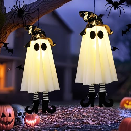 2er Halloween Deko Hexe Lichter, 16.5 * 46cm Halloween Hexe Deko Geist Mit High Heels Geister Und Hexenhüte Helloween Dekor Zum Aufhängen Hexen Mit Warmen LED Lichtern Für Draußen Garten Hof 2er Halloween Deko Hexe Lichter, 16.5 * 46cm Halloween Hexe Deko Geist Mit High Heels Geister Und Hexenhüte Helloween Dekor Zum Aufhängen Hexen Mit Warmen LED Lichtern Für Draußen Garten Hof von Timasser