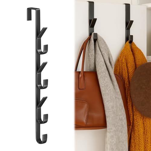 4 Stück x 7 Haken Türhaken Zum Einhängen, Edelstahl Türgarderobe Universell Vertikaler Haken Zum Einhängen Türgarderobe Kleiderhaken Tür türgarderobe zum einhängen Für Kleidung Handtücher (Schwarz) von Timasser