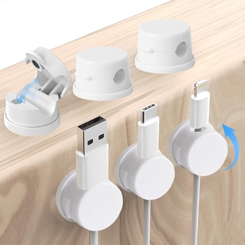 6 Stück Kabelhalter Selbstklebend, Schreibtisch Organizer 360° Drehbar Kabel Organizer Schreibtisch Zubehör Cable Management Kabelhalterung für Schreibtisch Büro Zubehör (A) von Timasser