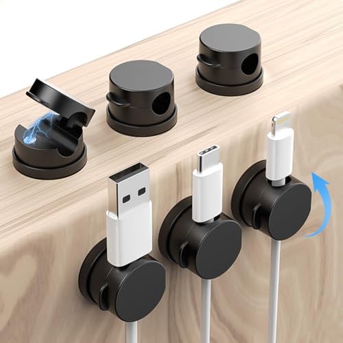 6 Stück Kabelhalter Selbstklebend, Schreibtisch Organizer 360° Drehbar Kabel Organizer Schreibtisch Zubehör Cable Management Kabelhalterung für Schreibtisch Büro Zubehör (B) von Timasser