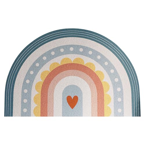 Fußmatte Kokos Halbrund, 40x60 cm Regenbogen Fussmatte Aussen Fußmatte Innen Polyester rutschfest Wetterfest Fußmatten Boho Fussabtreter Aussenbereich Türmatte Außen Für Flur Terrasse (D) von Timasser